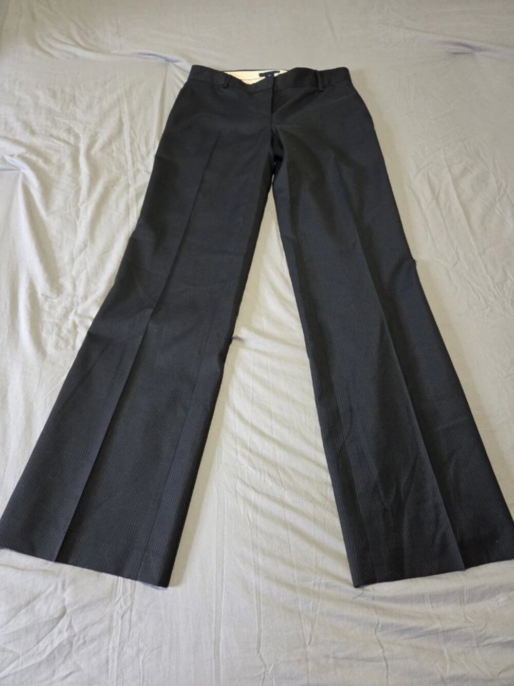 JCrew Womens Pinstripe Wool Dress Pants Trousers Charcoal Gray Black Size 0
